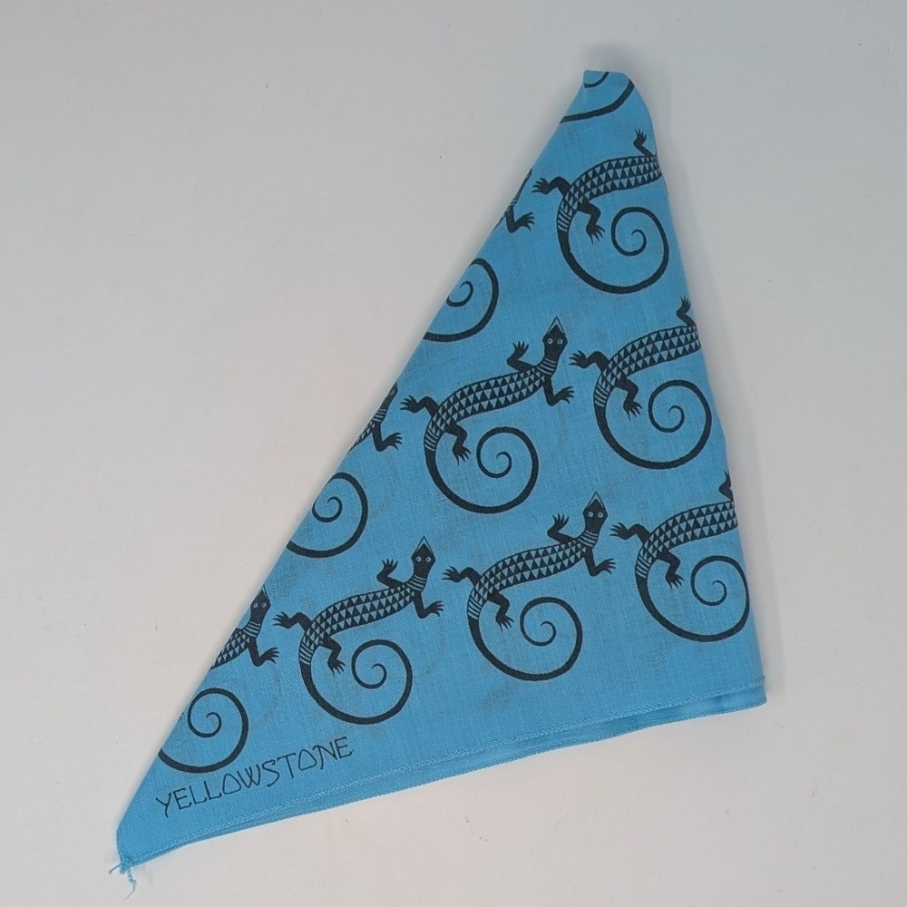 Vintage 1981 Yellowstone National Park Lizard Bandana Aqua Blue Southwest Images